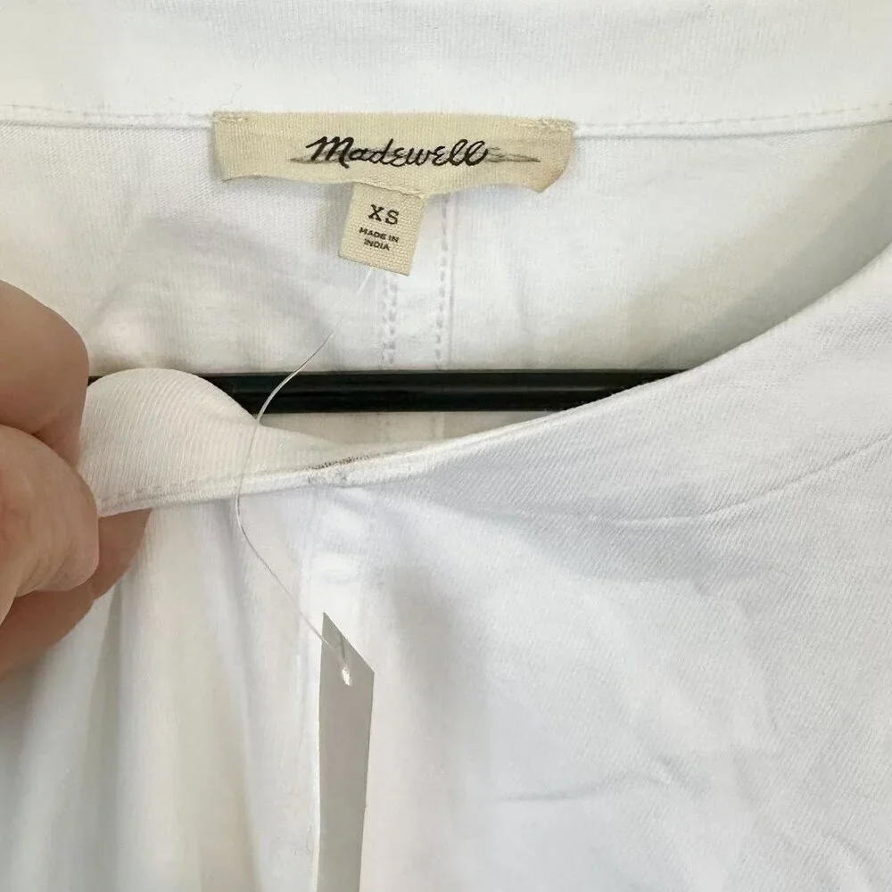 NWT Madewell White Puff-Sleeve Tee - Size: Extra Small